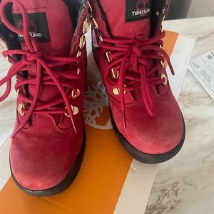 Kids red timberland boots unisex size 2